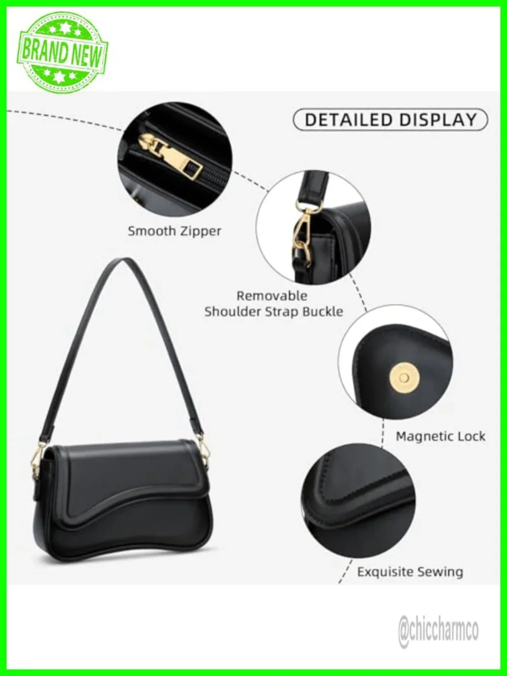 KKXIU PU Leather Hobo Shoulder Bag Small Cute Mini Clutch Purse Removable Chain